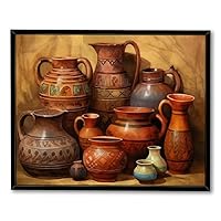 Algasan Large Size African Theme Wall Pictures Vintage Traditional Tribal Vase Canvas Art Ethnic Pot Artwork Ancient Pottery Painting Prints for Farmhouse Kitchen Wall Decor Framed