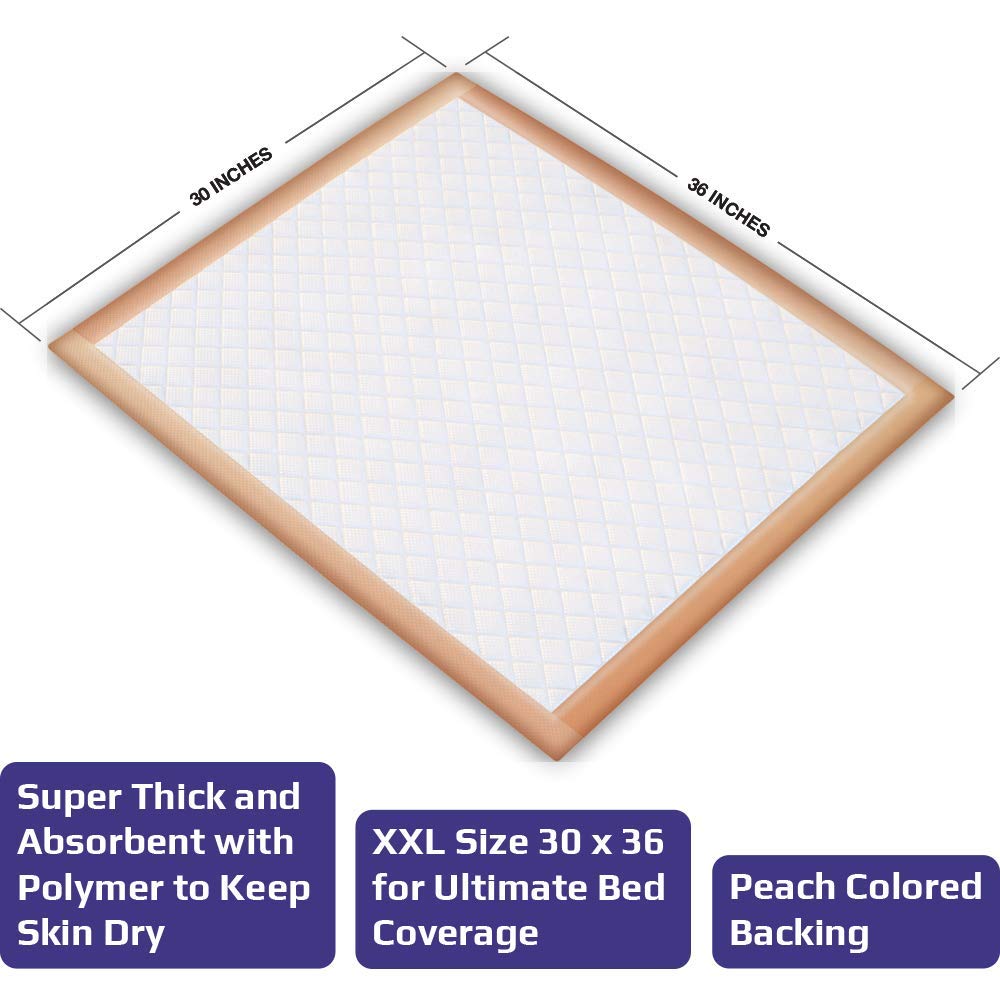 Inspire XL 30 x 36 Ultra 100 Grams Super Absorbent Bed Pads for Incontinence (50)