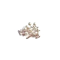 Fashion Jewelry Elegant Rose Gold Reindeer Brooch with Rhinestones and Pearls