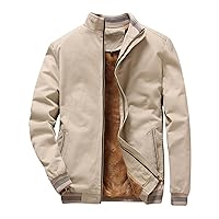 Men's Sherpa Fleece Lined Bomber Jackets Quilted Bomber Jackets Windproof Full Zip Padded Winter Casual Fashion Coat