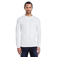 Men's 4.5 oz 60/40 Ringspun Cotton/Polyester X-Temp® Long-Sleeve T-Shirt S WHITE
