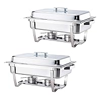 70012-Gray 2 Pack 8QT Chafing Dish High Grade Stainless Steel Chafer Complete Set, 8 Qt, Alpine Gray Handle