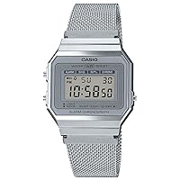 Casio - Vintage Armbanduhr A700WEM-7AEF - Unisex Uhr - Spritzfest - Digital - Mit Stahlband - Silber