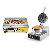 Dyna-Living 1200W Commercial Waffle Maker & 22'' Commercial Electric Griddle for Restaurant Kitchen
