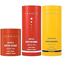 Bath Gift Set Pack of 3 Detox Bath Soak Salt, Detox Bath Bombs and Skin Glow Bath Bombs