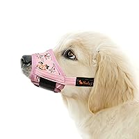HEELE Dog Muzzle,Soft Nylon Print Muzzle Air Mesh Breathable Adjustable Loop Pattern Pets Muzzles for Small Medium Large Dogs,Stop Biting Barking and Chewing Pink Flowers Large