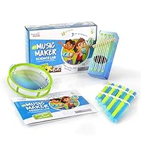hand2mind Science Kit Music Maker, STEM Activities for Kids Ages 5-7, STEM Toys, Kids Storybook, Pan Flute, Ocean Drum, and Box Guitar, 10 at Home Science Experiments for Kids