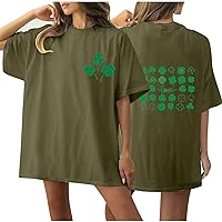 Funny Green Irish Shamrock Oversized T-Shirts Women St Patrick's Day Shirt Summer Casual Crewneck Short Sleeve Tees