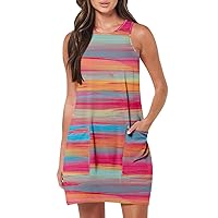 Striped Dress for Women Women's Casual Sleeveless Dresses Beach, S XXL