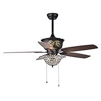 Warehouse of Tiffany CFL-8310 Collins 52-Inch 5-Blade Crystal Bowl Lighted Ceiling Fan, Brown
