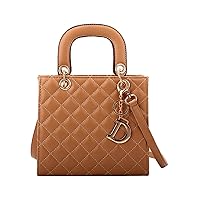 Faux Leather Handbag for Women Stylish Quilted Design Square Bag Tote Classic Work Satchel Ladies Casual Shoulder Bag