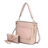 MKF Collection by Mia K MKF-X585BLS Grace Shoulder Bag & Wristlet Set, Blush Multicoloured