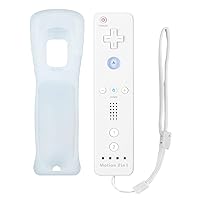 LORDONE Wii Remote Controller, Wireless Game Wii Remote With Motion Plus for Nintendo Wii and Wii U, with Silicone Case and Wrist Strap(White, Motion 2 in1)