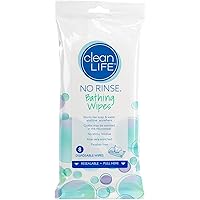 No-Rinse Bathing Wipes by Cleanlife Products, Premoistened and Aloe Vera Enriched for Maximum Cleansing and Deodorizing - Microwaveable, Hypoallergenic, Rinse-Free and Latex-Free (8 Wipes)