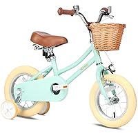 Petimini Girls Bike with Basket for 2-12 Years Old Kids, 12 14 16 18 20 Inch Bicycle with Bell Training Wheels, Multiple Colors
