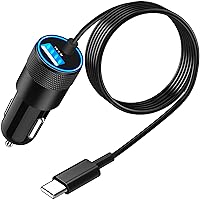 【MFi Certified】iPhone 15 Fast Car Charger, Caiinei 4.8A Power iPhone USB-C Car Charger Fast Charging Cigarette Lighter USB Car Charger+6FT Type-C Cable for iPhone 15/15 Plus/15 Pro/15 Pro Max/iPad Pro