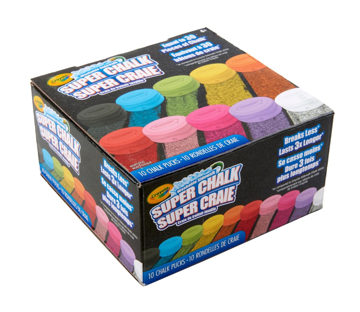 Crayola Washable Sidewalk Chalk for Kids, Long-Lasting 10ct Super Chalk Set, Assorted Colors