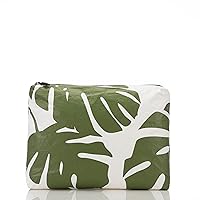 Mid Monstera Pouch in Seaweed | Lightweight, Packable, and Splash-Proof Makeup Pouch | Easy to Clean