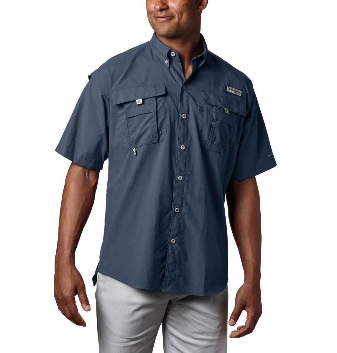 Columbia Men's Bahama II UPF 30 Short Sleeve PFG Fishing Shirt, Collegiate Navy, Small