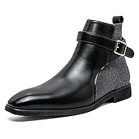 Mens Wingtip Ankle Boot Casual Block Heel Double Single Monk Strap Formal Shoes High-top Dress Shoes for Men