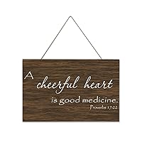 Rustic Wooden Plaque Sign Proverbs 17:22 A Cheerful Heart is Good Medicine C-12 25x40cm Made in US