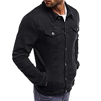 Heated Jacket For Mens Slim Fit Casual Denim Jacket Solid Colour Denim Casual Lapel Long Sleeve