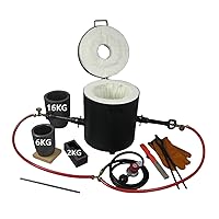 16KG Propane Melting Furnace Kits with Double Forge Burners, 16KG&6KG Crucibles, and Other Smelting Casting Tools, Home Foundry Furnace Kiln for Melting Metal Gold, Silver, Copper