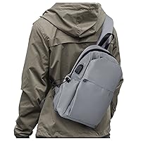 SEAFEW Small Black Sling Crossbody Backpack Shoulder Bag for Men Women, Lightweight One Strap Backpack Sling Bag Backpack for Hiking Walking Biking Travel Cycling USB Charger Port-Nylon Gray