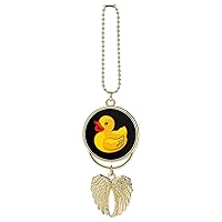 Rubber Yellow Duck Car Hanging Accessories Rearview Mirror Swing Ornament Angel Wing Lucky Charm Gift for Men Women