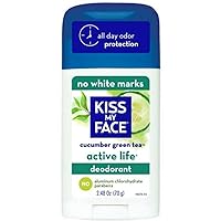 Kiss My Face Active Life Cucumber Green Tea Deodorant, Aluminum Free Deodorant For Women And Men, 2.48 Oz Stick