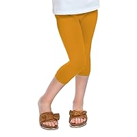 Children Girls Plain Stretchy Basic 3/4 Capri Leggings Summer Kids Cropped Pants
