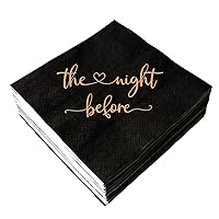 The Night Before Cocktail Napkins, 50 Pack Black and Rose Gold Disposable Paper Napkins for Rehearsal Dinner Wedding Bridal Shower Engagement Bachelorette Party, Beverage Table Decorations, 3 Ply