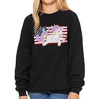Patriotic Unicorn Kids' Raglan Sweatshirt - USA Flag Sponge Fleece Sweatshirt - Cute Sweatshirt