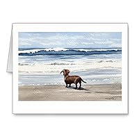 Dachshund at the Beach - Set of 10 Note Cards With Envelopes