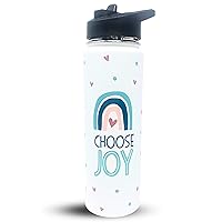 Brooke & Jess Designs Choose Joy 24 oz Insulated Water Bottle Cup - Gift for Mother’s Day, Birthday, Wife, Friend