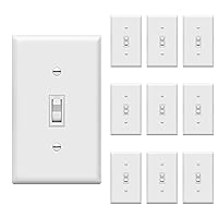 ENERLITES Toggle Light Wall Plate Bundle, Single Pole Electrical Switch, 15A 120-277V, Grounding Screw, Residential Grade, UL Listed, 88115-WWP-10PCS, White, 10 Pack