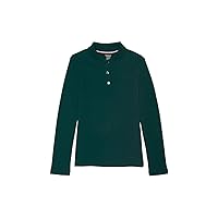French Toast Long Sleeve Interlock Knit Polo With Picot Collar (Feminine Fit)