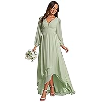 Ever-Pretty Women's Fall Lantern Sleeve A Line High Low Bridesmaid Dresses 02043