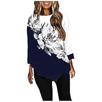 Tunic Tops for Women Loose Fit,Women's Casual T Shirts Long Sleeve Irregular Hem Pullover Plus Size Flowy Blouses Top