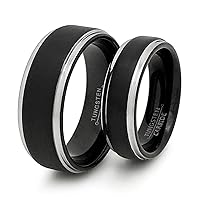 K & Co. 8mm/6mm Tungsten Wedding Rings, Personalized Couples Ring Set, His and Hers Tungsten Ring, Anniversary Rings TCR516
