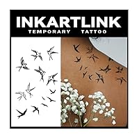 Tattoo Tech, 2 Sheets Extra-Large Semi Permanent Tattoo, Adult Art Design Temporary Tattoos, Lasts 1-2 Weeks, Waterproof, Realistic Look, No Adhesive, No Reflection (Swallow Design)
