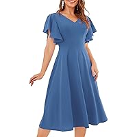 Bridesmay Cocktail Dresses for Women 2024 Wedding Guest Midi Dress with Sleeves Formal Tea Party Dress for Women