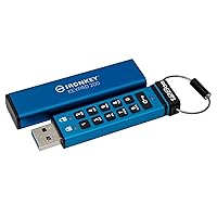 Kingston Ironkey Keypad 200 128GB Encrypted USB | Alphanumeric Keypad | Multi-Pin Access | XTS-AES 256-bit | FIPS 140-3 Level 3 Certified | Brute Force & BadUSB Protection | IKKP200/128GB,Blue