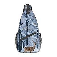 Deers In The Snow Cross Chest Bag Diagonally Multi Purpose Cross Body Bag Travel Hiking Backpack Men And Women One Size