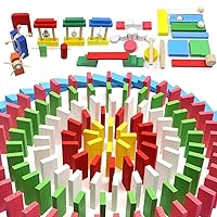 MorTime 1080 Pcs 12 Colors Wooden Dominoes Set with 23 Add-on Blocks and 3 Spacer for Kids Building Blocks Racing Tile Games with 3 Storage Bag (1080pcs)¡­