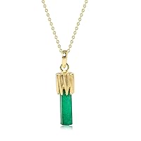 Natural Emerald Pencil Pendant Necklace | Genuine Zambian Emerald Hexagon Pencil | Multi Design Charm Pendant Necklace