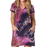 RITERA Plus Size Dresses for Women V Neck Casual Loose Pocket Short Sleeve Midi T Shirt Dress Summer Sundress XL-5XL 12W-28W