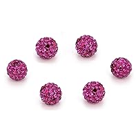 50pcs Adabele Grade A Suncatcher Crystal Rhinestone Pave Loose Beads 8mm Fuchsia Pink Polymer Clay Disco Spacer Ball Compatible with Shamballa All Other Jewelry Making DB8-22