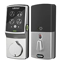 Lockly Secure Plus Deadbolt | Bluetooth Digital Door Lock, Fingerprint Scanner, Touchscreen Keypad, App Control, Auto Lock, Keyless Entry Door Lock (PGD728FSN, Satin Nickel)