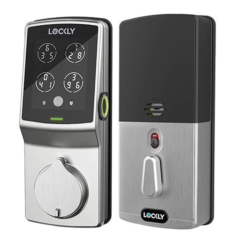 Lockly Secure Plus Deadbolt | Bluetooth Digital Door Lock, Fingerprint Scanner, Touchscreen Keypad, App Control, Auto Lock, Keyless Entry Door Lock (PGD728FMB, Satin Nickel)